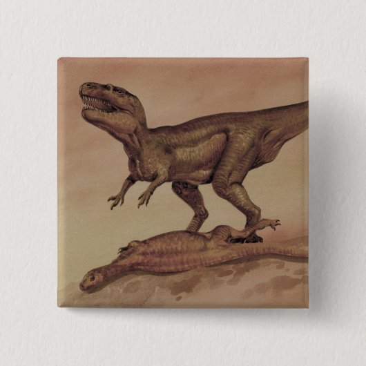  dinosaurussen, Carnivore Giganotosaurus Vierkante Button 5,1 Cm (Voorkant)