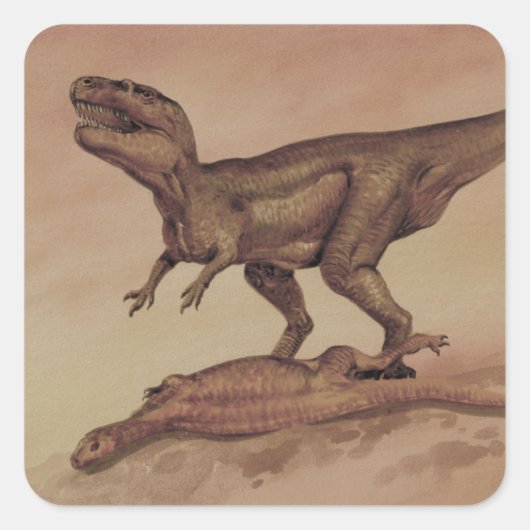  dinosaurussen, Carnivore Giganotosaurus Vierkante Sticker (Voorkant)