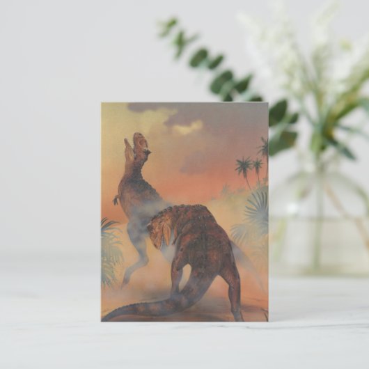dinosaurussen, Carnotaurus Roaring in Oerwoud Briefkaart (Staand voorkant)