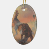 dinosaurussen, Carnotaurus Roaring in Oerwoud Keramisch Ornament (Links)