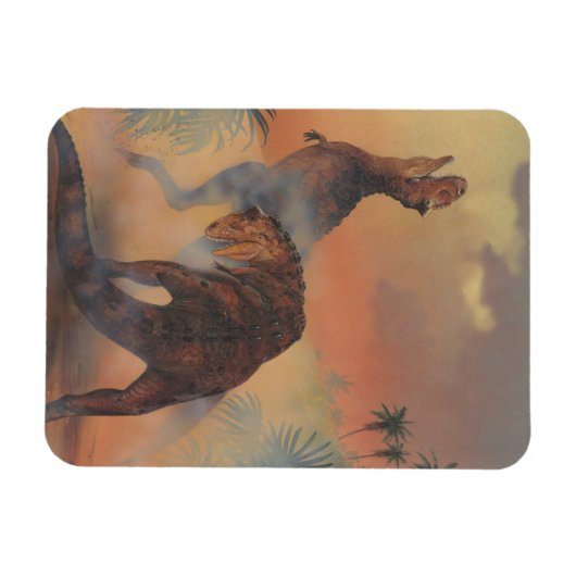 dinosaurussen, Carnotaurus Roaring in Oerwoud Magneet (Horizontaal)