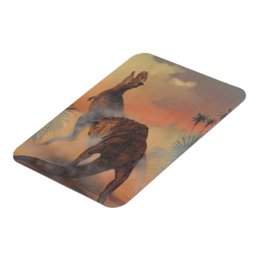  dinosaurussen, Carnotaurus Roaring in Oerwoud Magneet (Linkerzijde)