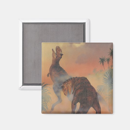 dinosaurussen, Carnotaurus Roaring in Oerwoud Magneet (Voorkant / Achterkant)
