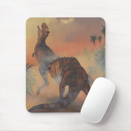  dinosaurussen, Carnotaurus Roaring in Oerwoud Muismat (Met muis)