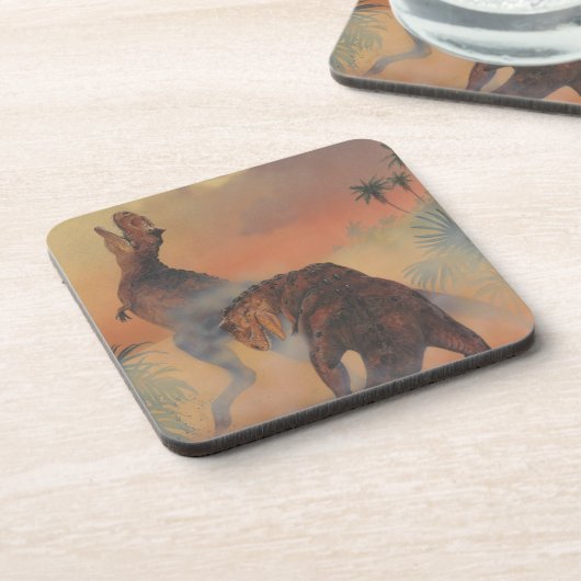 dinosaurussen, Carnotaurus Roaring in Oerwoud Onderzetter (Linkerzijde)