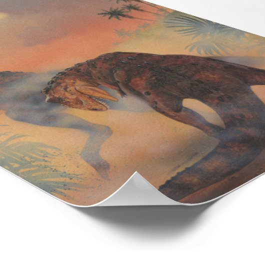 dinosaurussen, Carnotaurus Roaring in Oerwoud Poster (Hoek)