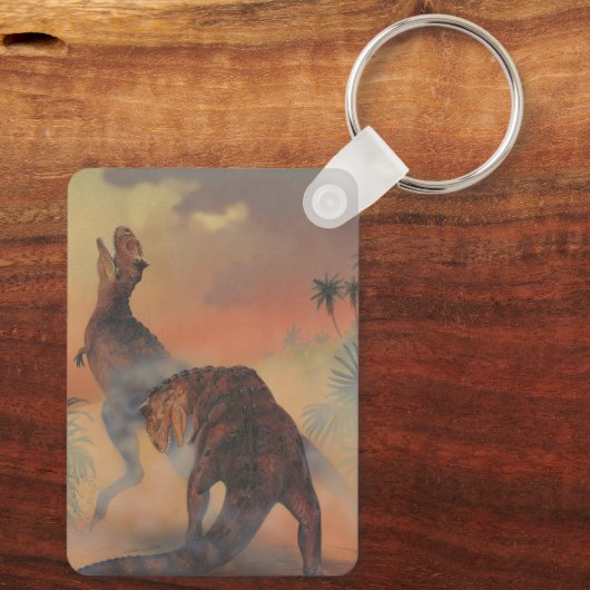  dinosaurussen, Carnotaurus Roaring in Oerwoud Sleutelhanger (Achterkant)