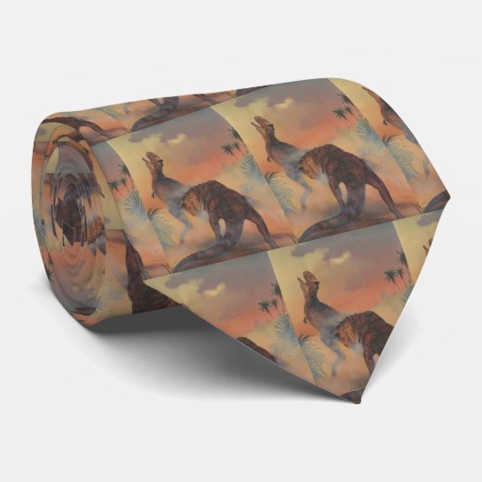  dinosaurussen, Carnotaurus Roaring in Oerwoud Stropdas (Opgerold)