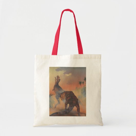  dinosaurussen, Carnotaurus Roaring in Oerwoud Tote Bag (Voorkant)