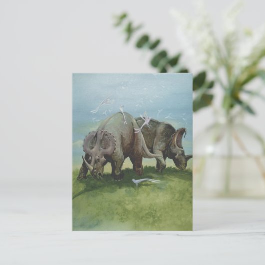  dinosaurussen, Centrosaurus Grazing in de weide Briefkaart (Staand voorkant)