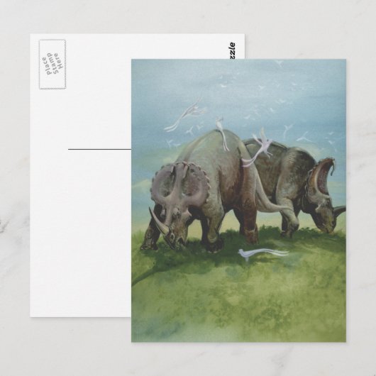  dinosaurussen, Centrosaurus Grazing in de weide Briefkaart (Voorkant / Achterkant)