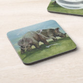 dinosaurussen, Centrosaurus Grazing in de weide Drankjes Onderzetter (Linkerzijde)