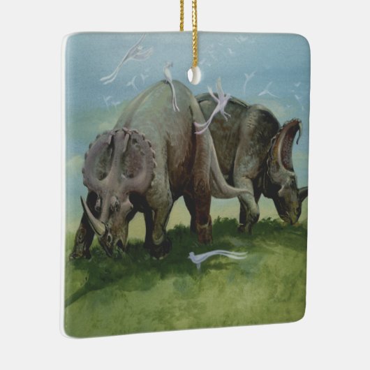  dinosaurussen, Centrosaurus Grazing in de weide Keramisch Ornament (Rechts)