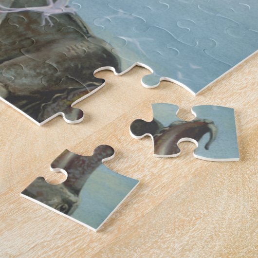  dinosaurussen, Centrosaurus Grazing in de weide Legpuzzel (Zijkant)