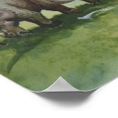  dinosaurussen, Centrosaurus Grazing in de weide Poster (Hoek)