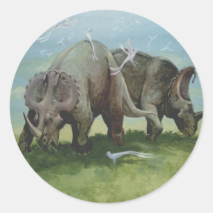 dinosaurussen, Centrosaurus Grazing in de weide Ronde Sticker