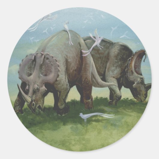 dinosaurussen, Centrosaurus Grazing in de weide Ronde Sticker (Voorkant)