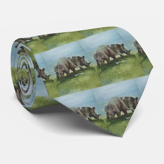  dinosaurussen, Centrosaurus Grazing in de weide Stropdas (Opgerold)