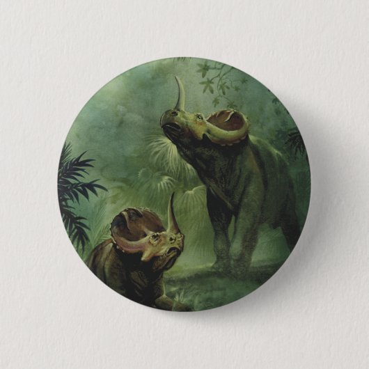 dinosaurussen, Centrosaurus in het Oerwoud Ronde Button 5,7 Cm (Voorkant)