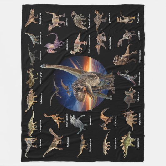 Dinosaurussen: De Jurassic Age Black Fleece Deken (Voorkant)