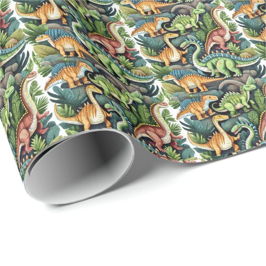 Dinosaurussen Design Wrapping Paper Cadeaupapier (Rol Hoek)
