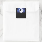dinosaurussen die op de maan vissen vierkante sticker (Tas)