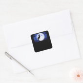 dinosaurussen die op de maan vissen vierkante sticker (Envelop)