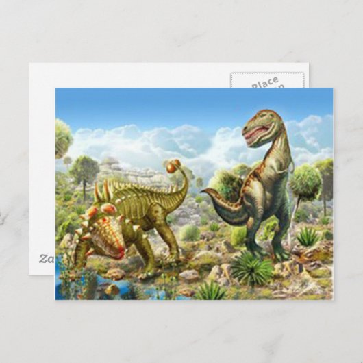 Dinosaurussen die strijden tegen anklosaurus en Ty Briefkaart (Voorkant / Achterkant)