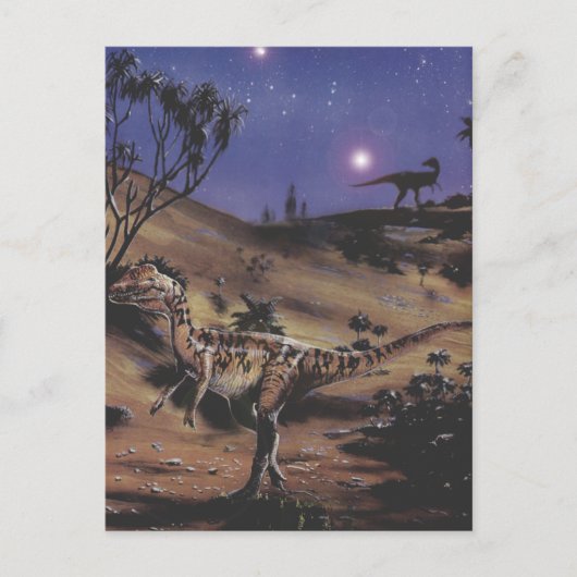  dinosaurussen, Dilophosaurus op een Sterrennacht Briefkaart (Voorkant)