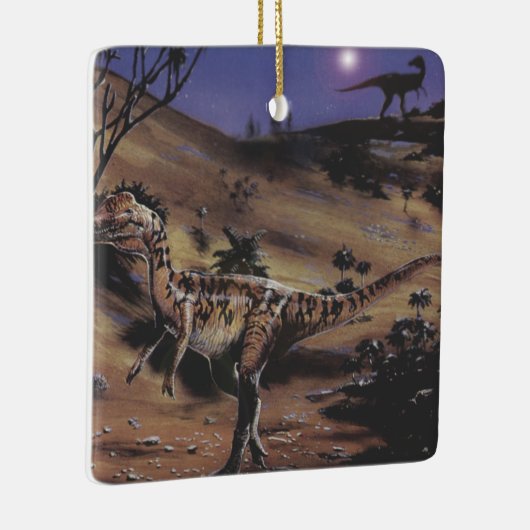 dinosaurussen, Dilophosaurus op een Sterrennacht Keramisch Ornament (Rechts)