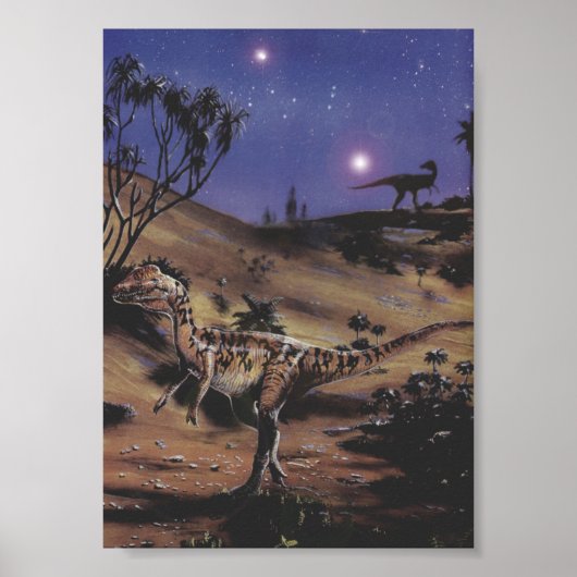  dinosaurussen, Dilophosaurus op een Sterrennacht Poster (Voorkant)