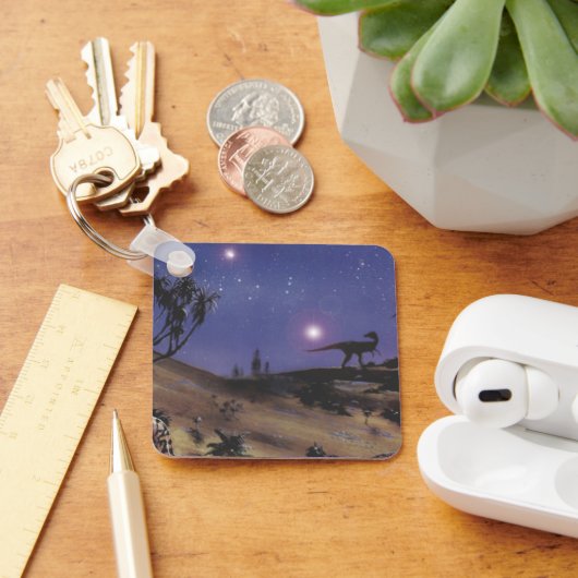  dinosaurussen, Dilophosaurus op een Sterrennacht Sleutelhanger (Bureau)