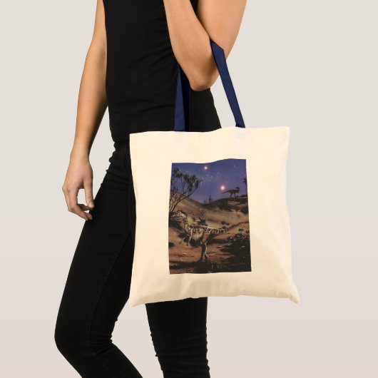  dinosaurussen, Dilophosaurus op een Sterrennacht Tote Bag (Voorkant (product))