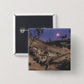  dinosaurussen, Dilophosaurus op een Sterrennacht Vierkante Button 5,1 Cm (Voorkant /achterkant)