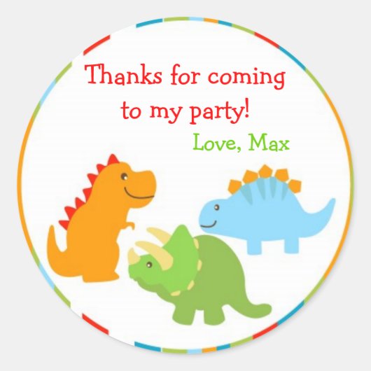Dinosaurussen Dino Favor Stickers Etiketten Seals  (Voorkant)