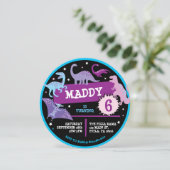 DINOSAURUSSEN DINO NEON Uitnodiging voor verjaarda (Staand voorkant)