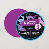 DINOSAURUSSEN DINO NEON Uitnodiging voor verjaarda (Voorkant / Achterkant)