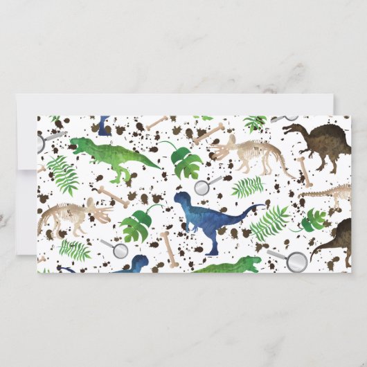 Dinosaurussen! Dinosaurus Verjaardagsfeest Afbeeld Bedankkaart (Achterkant)