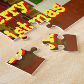 Dinosaurussen door de Fireplace Merry-kerstpuzzle Legpuzzel (Zijkant)