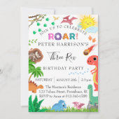 Dinosaurussen Drie Rex Verjaardagsfeest Kaart (Voorkant)