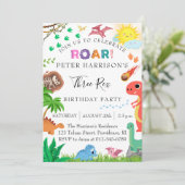 Dinosaurussen Drie Rex Verjaardagsfeest Kaart (Staand voorkant)