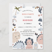 Dinosaurussen Eerste Verjaardag Dino Party Kaart (Voorkant)