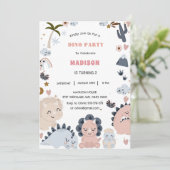 Dinosaurussen Eerste Verjaardag Dino Party Kaart (Staand voorkant)