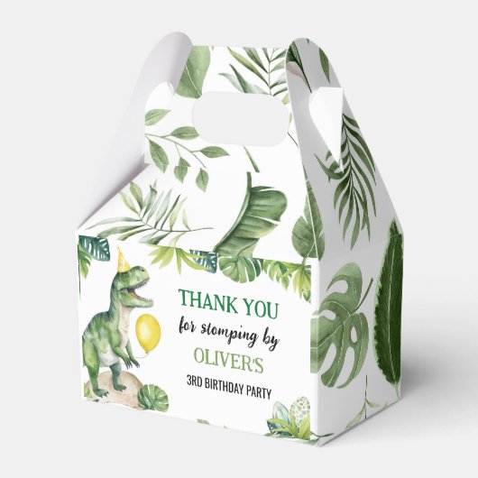 Dinosaurussen Eerste Verjaardagsfeestje Favor Box Bedankdoosjes (Voorkant Zijde)