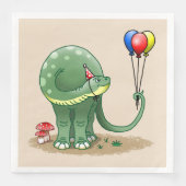 Dinosaurussen en ballonnen verjaardag servet (Voorkant)