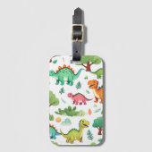 Dinosaurussen en bomen patroon wit bagagelabel (Voorkant (verticaal))
