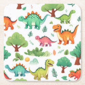 Dinosaurussen en bomen patroon wit kartonnen onderzetters (Voorkant)