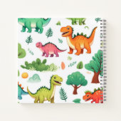 Dinosaurussen en bomen patroon wit notitieboek (Achterkant)