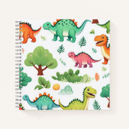 Dinosaurussen en bomen patroon wit notitieboek