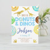 Dinosaurussen en Donuts Boy Verjaardagsfeest Kaart (Staand voorkant)